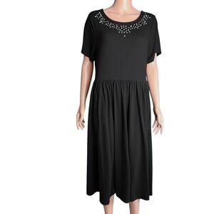 Torrid Rhinestone Neckline Knit Midi Dress 2X Fit And Flare Scoop Neck Pockets